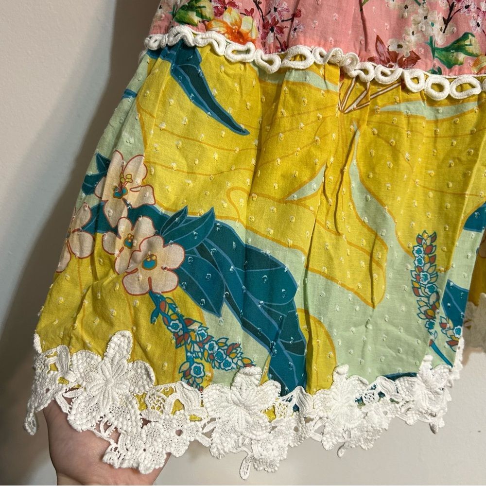 Farm Rio Mixed Floral Maxi Dress in Multi Size Medium Pastel Embroidered Spring - Picture 8 of 15